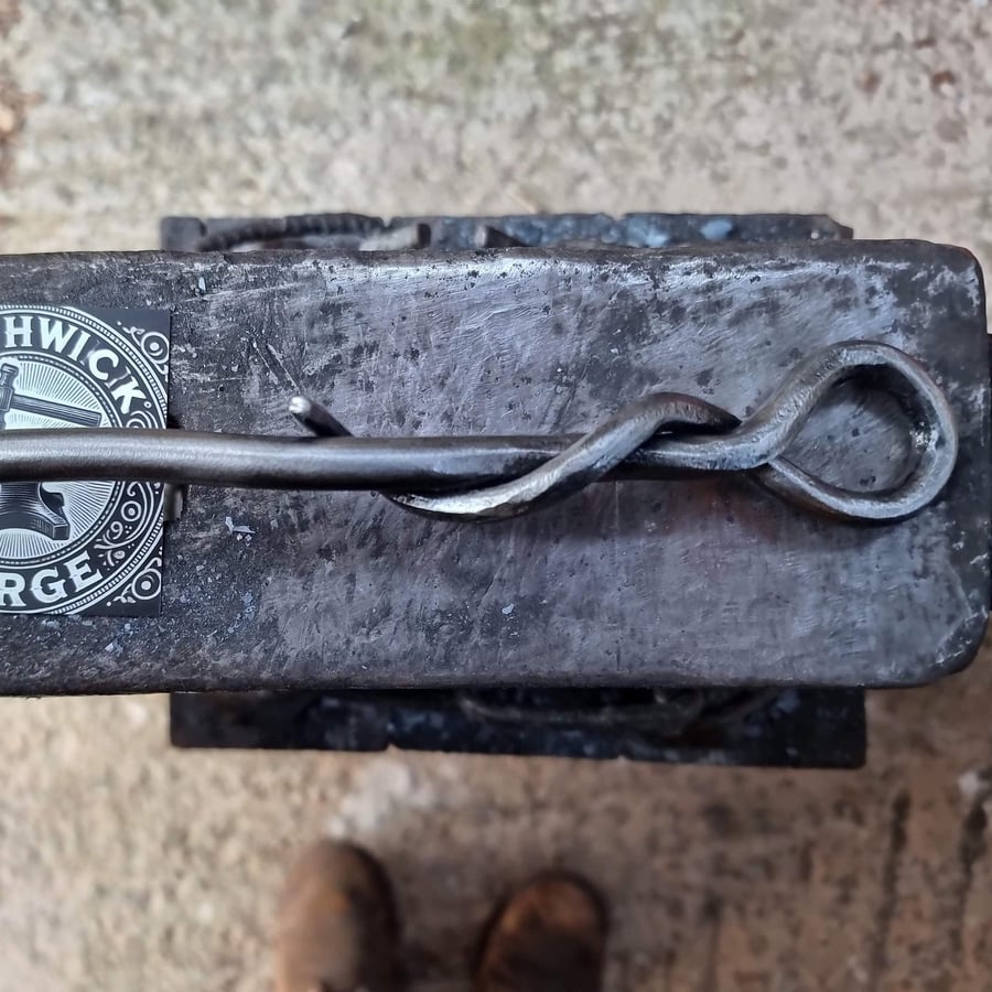 Pair of Hand Forged Mouse Tail Curtain Tiebacks with screws