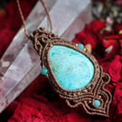 Shattuckite Macrame necklace in brown.