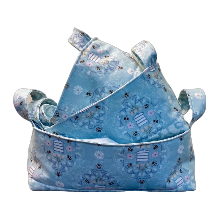 Honey Sweet Bee Hives Fabric Basket Set - set of three nesting baskets