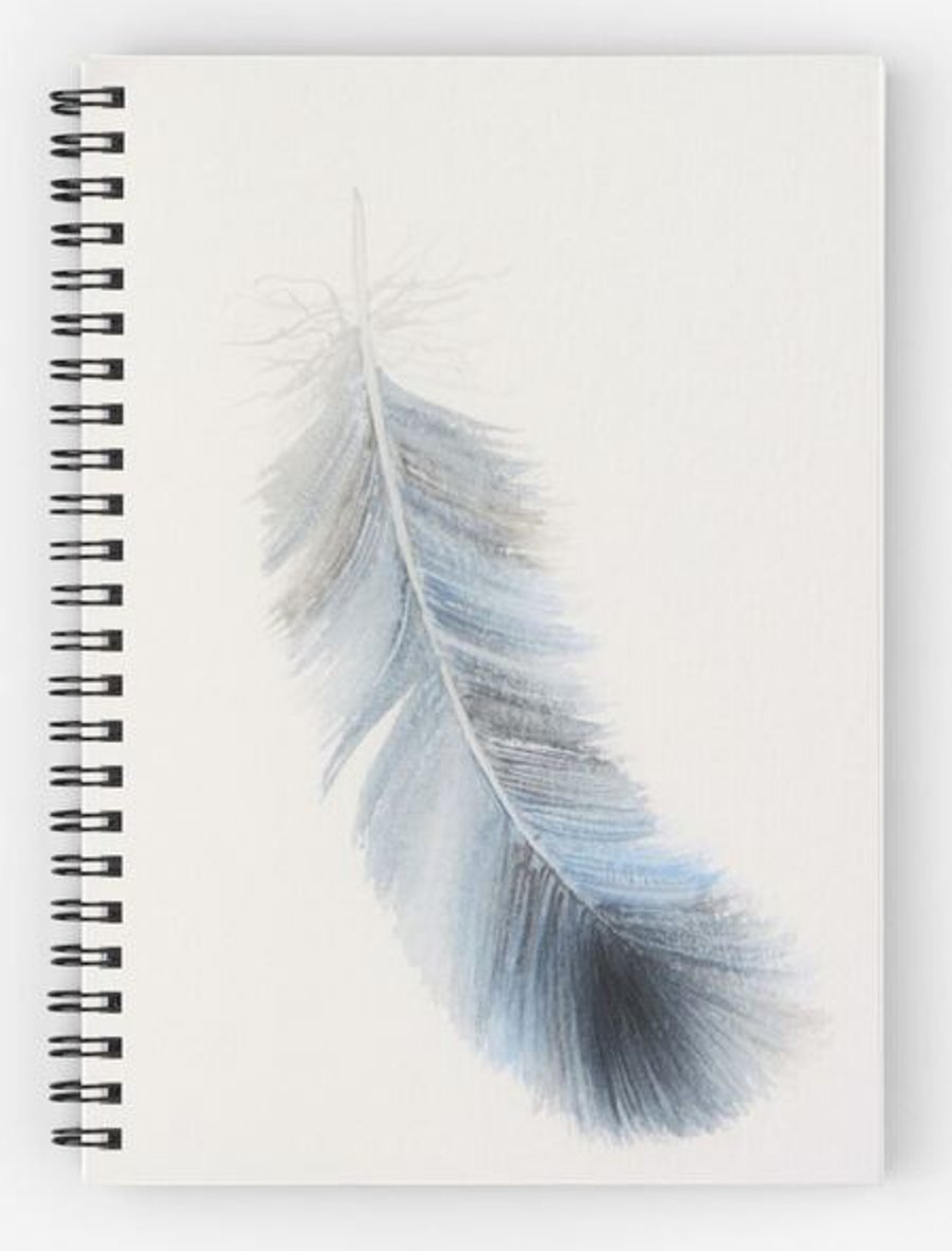 Blue feather A5 lined spiral notebook 6x8 inch approx