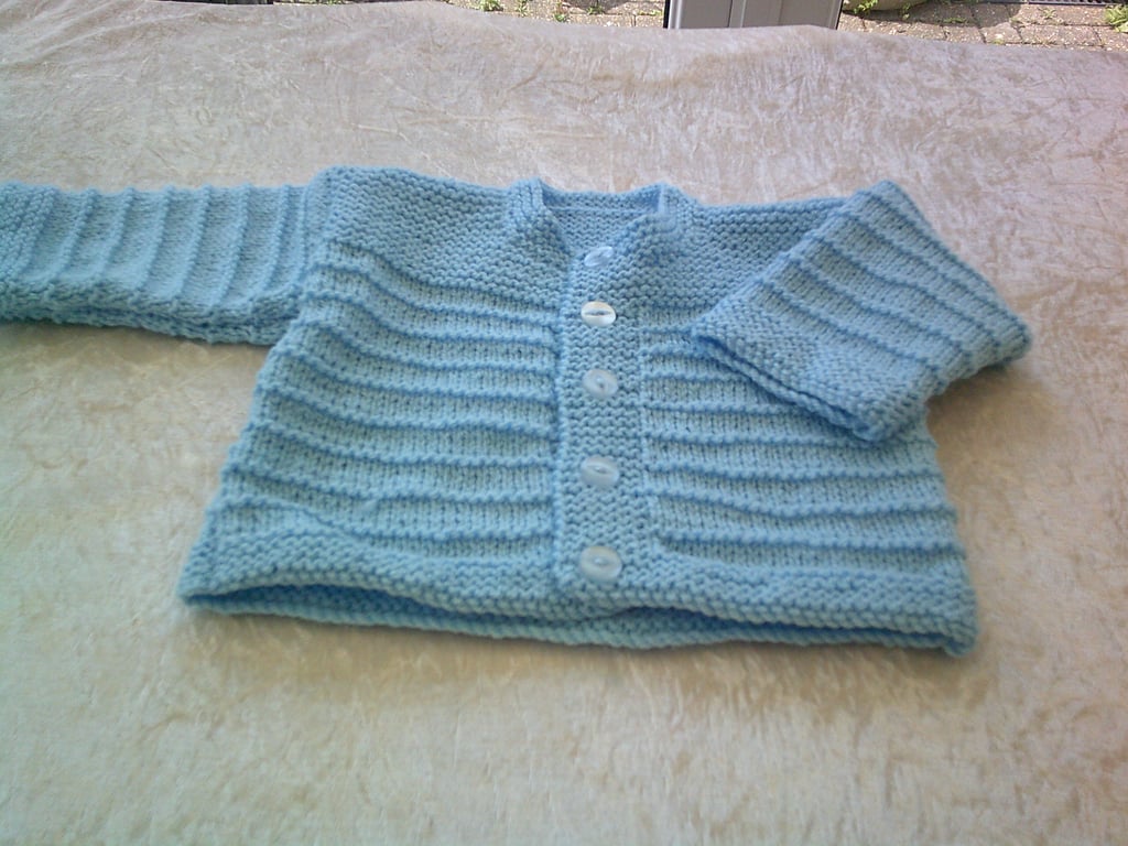 18 inch Round Neck Blue Cardigan