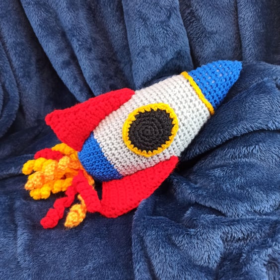 Cuddly Rocket crochet soft plush toy, plushies outer space, spacecraft, space pl