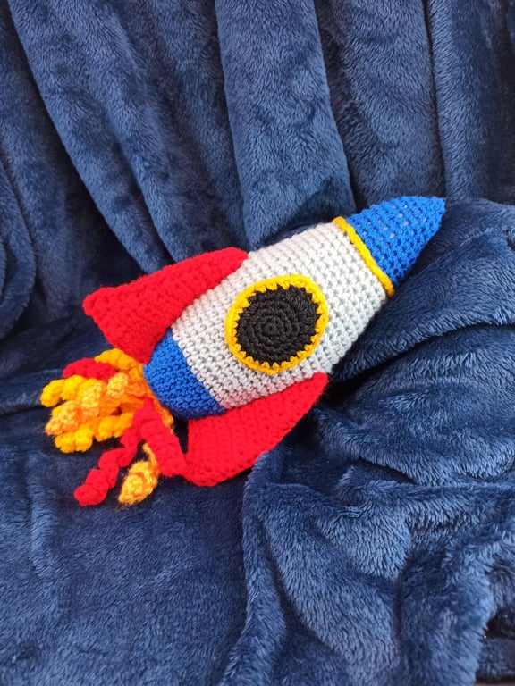 Cuddly Rocket crochet soft plush toy, plushies outer space, spacecraft, space pl
