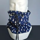 Navy and White Cat Print Fleece Lined Snood Neck Warmer