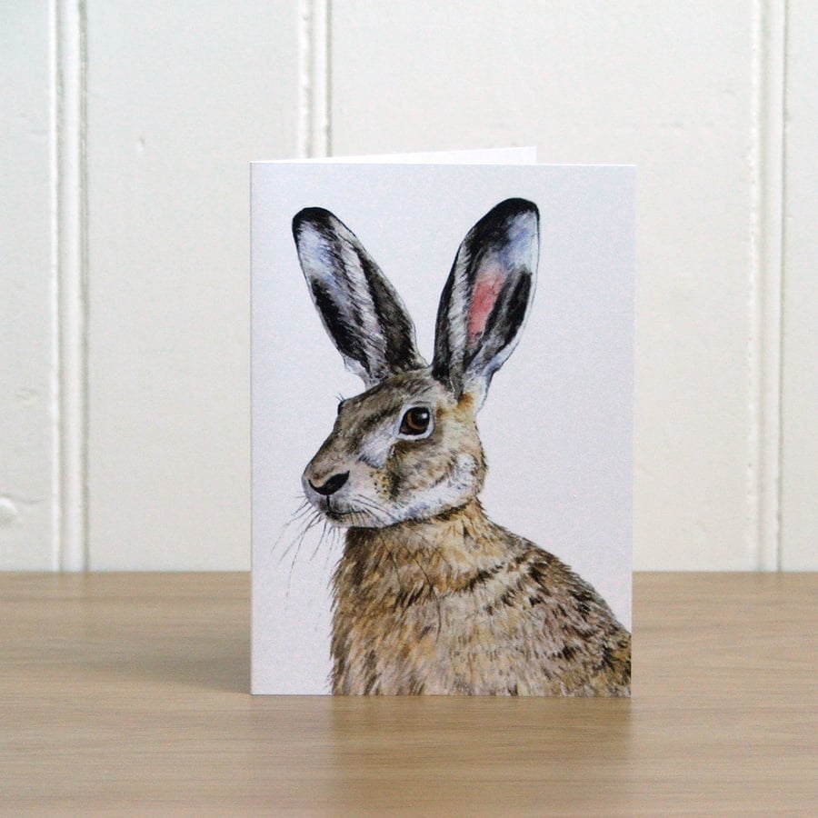 Greetings card - Hare - 4 x 5.75 inches (10.5 x 14.8cm)
