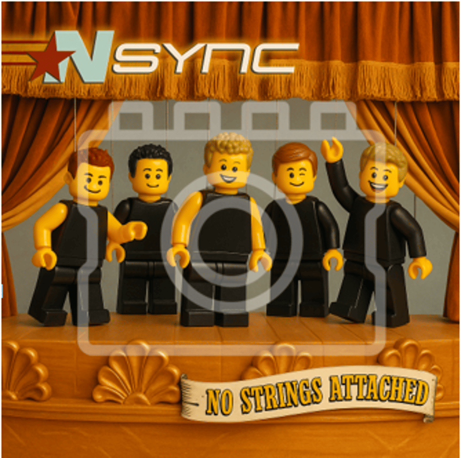 LEGO-Inspired NSYNC – No Strings Attached 5x5" Print (Mounted for 9x9" Frame)