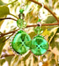 Pistachio Green Wooden Button & Crystal Earrings - Image 7