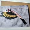 Goldfinch Embroidered Portrait Greetings Card