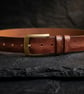 Cognac Brown Full Grain Vintage Leather Belt Heritage Brass Buckle Mens 38mm