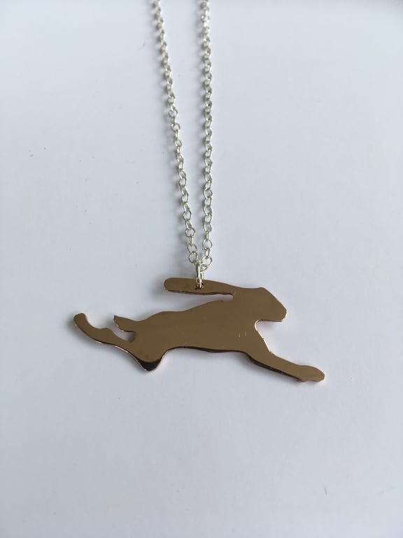 Bronze Leaping Hare Pendant 