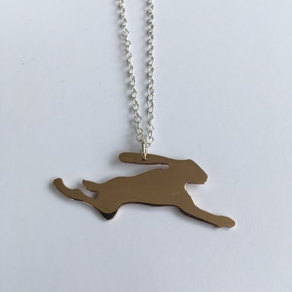 Bronze Leaping Hare Pendant 