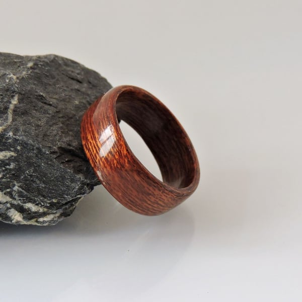 Mahogany Wood Bentwood Ring - Handcrafted Unique Jewelry