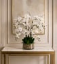 Luxury White Orchid Arrangement Gift Wrapped – Faux Orchid Centrepiece in Glass