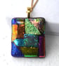 Dichroic Glass S008 Supersize Patchwork Pendant with Gold plated chain - Image 6