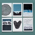Set of SIX blank cards: NORTHERN TREES