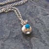Silver Pebble Necklace with Turquoise