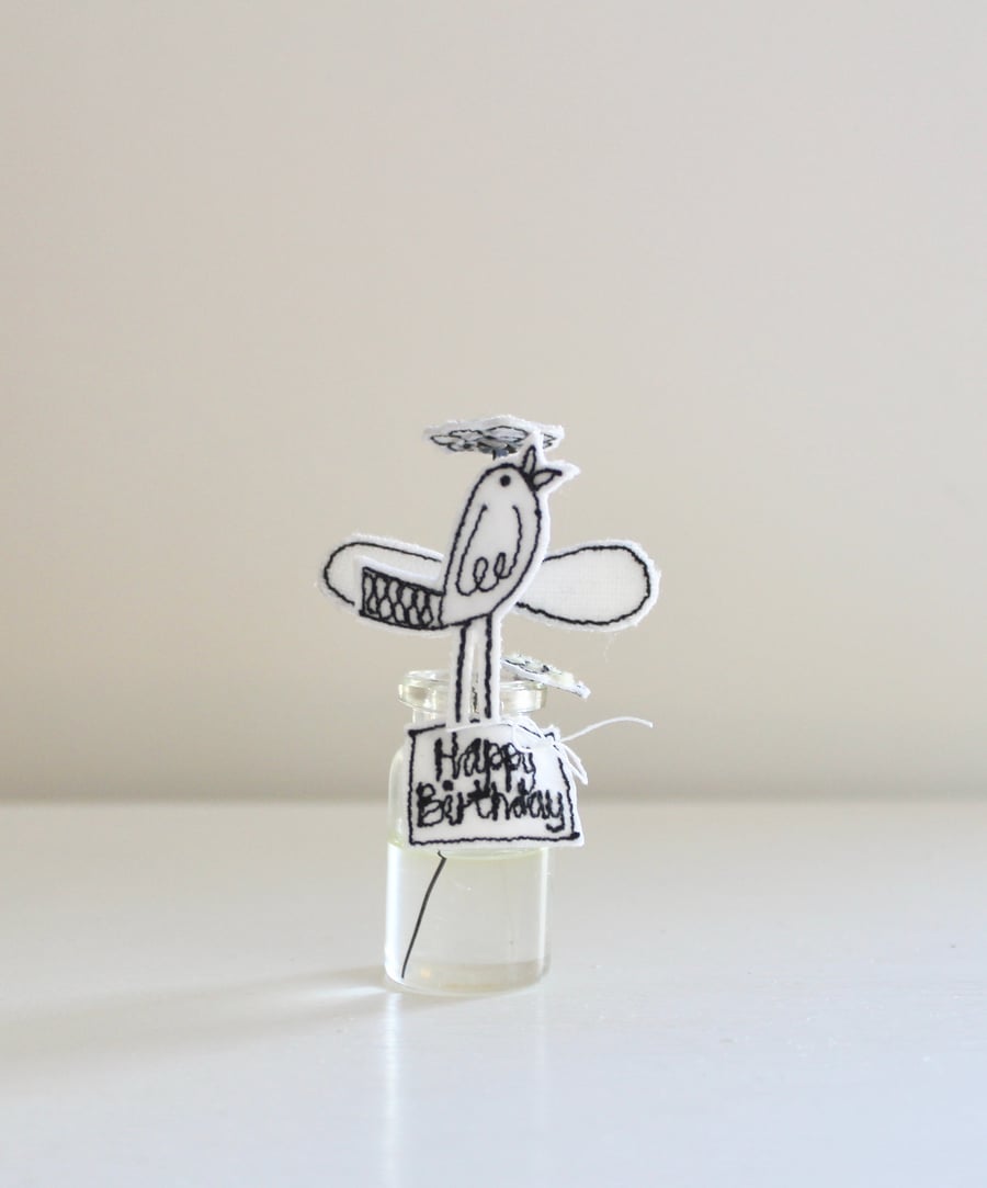 'Daisy, Birdie and Bee' - Happy Birthday, Flower in a Bottle