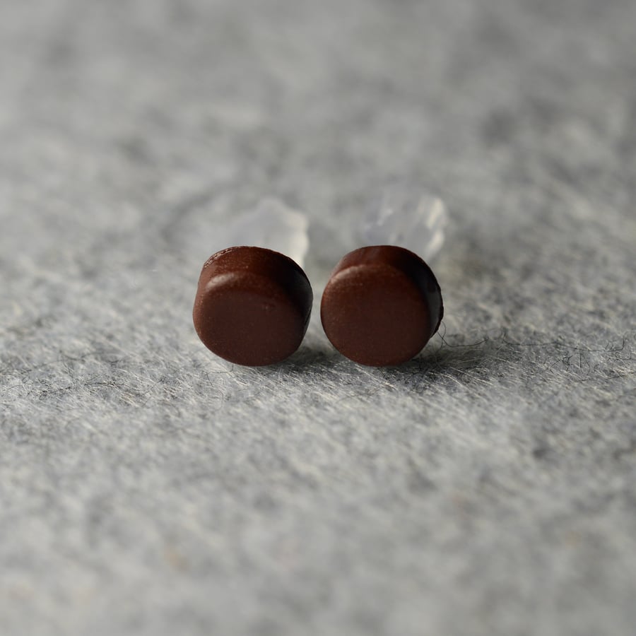 Chocolate Brown Polymer Clay Earrings 