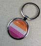 Lesbian Flag Keyring - Pride Themed - Large Resin Topped Keychain
