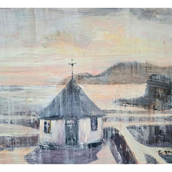 The Roundhouse Charlestown Cornwall Mixed Media Painting on Yupo Paper Mounted