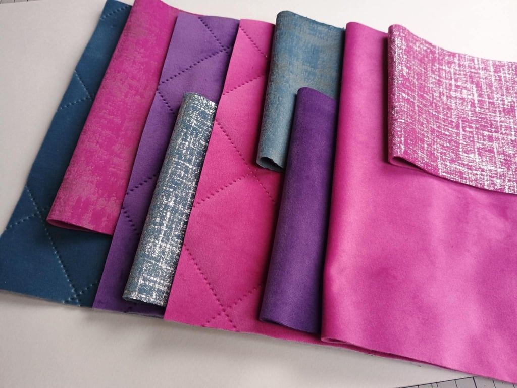 Fabric bundle - Velvet - Zero waste curtain samples - Hot pink, Purple, Grey