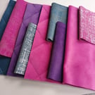 Fabric bundle - Velvet - Zero waste curtain samples - Hot pink, Purple, Grey