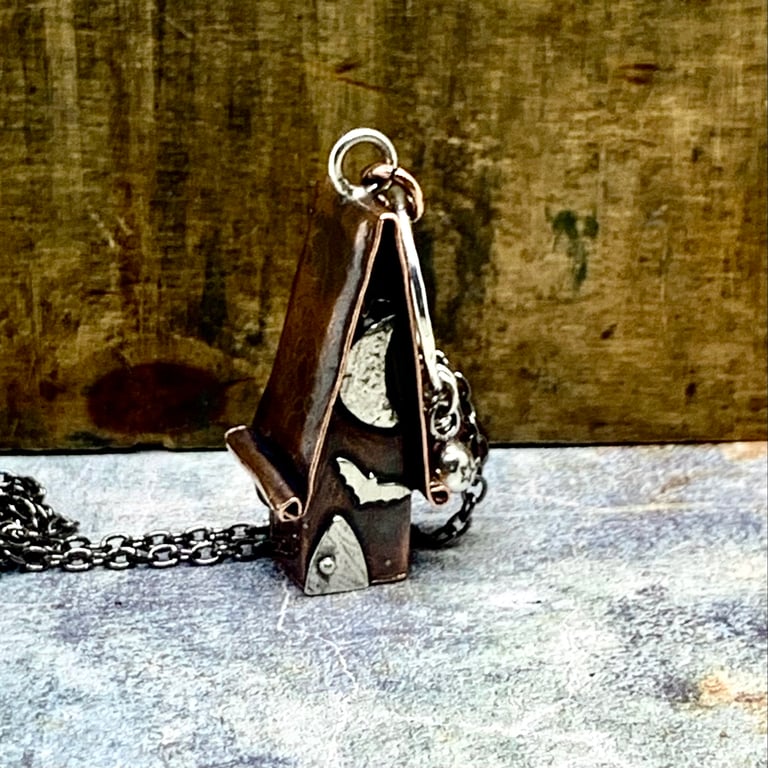Handmade Copper Fairy House Charm Necklace