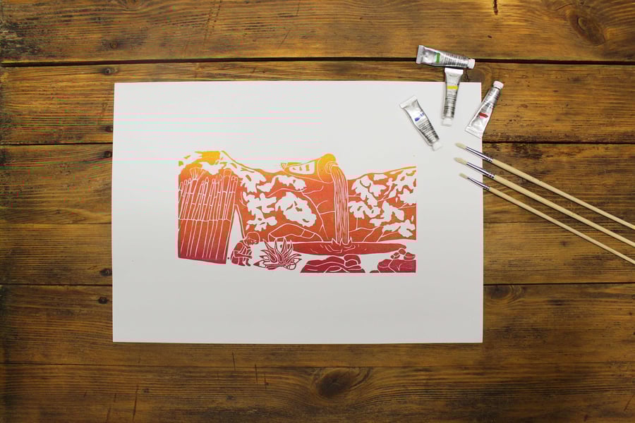 Lost in Creativity A3 Lino print