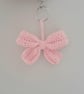 Pink Bow Crochet Keyring