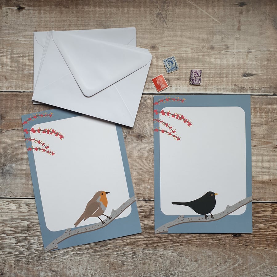 Robin and Blackbird A5 Recycled Paper Letter Set