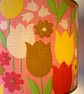 Fun PINK MAGENTA RETRO Tulip Floral Lampshade in 60s 70s Vintage fabric - Image 3