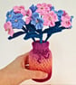 Crochet Forget Me Not Flowers & Vase, September Birth Flower, Pastel Pink & Blue