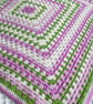 Crochet  Blanket   Granny Square  Pink Green and Cream - Image 3