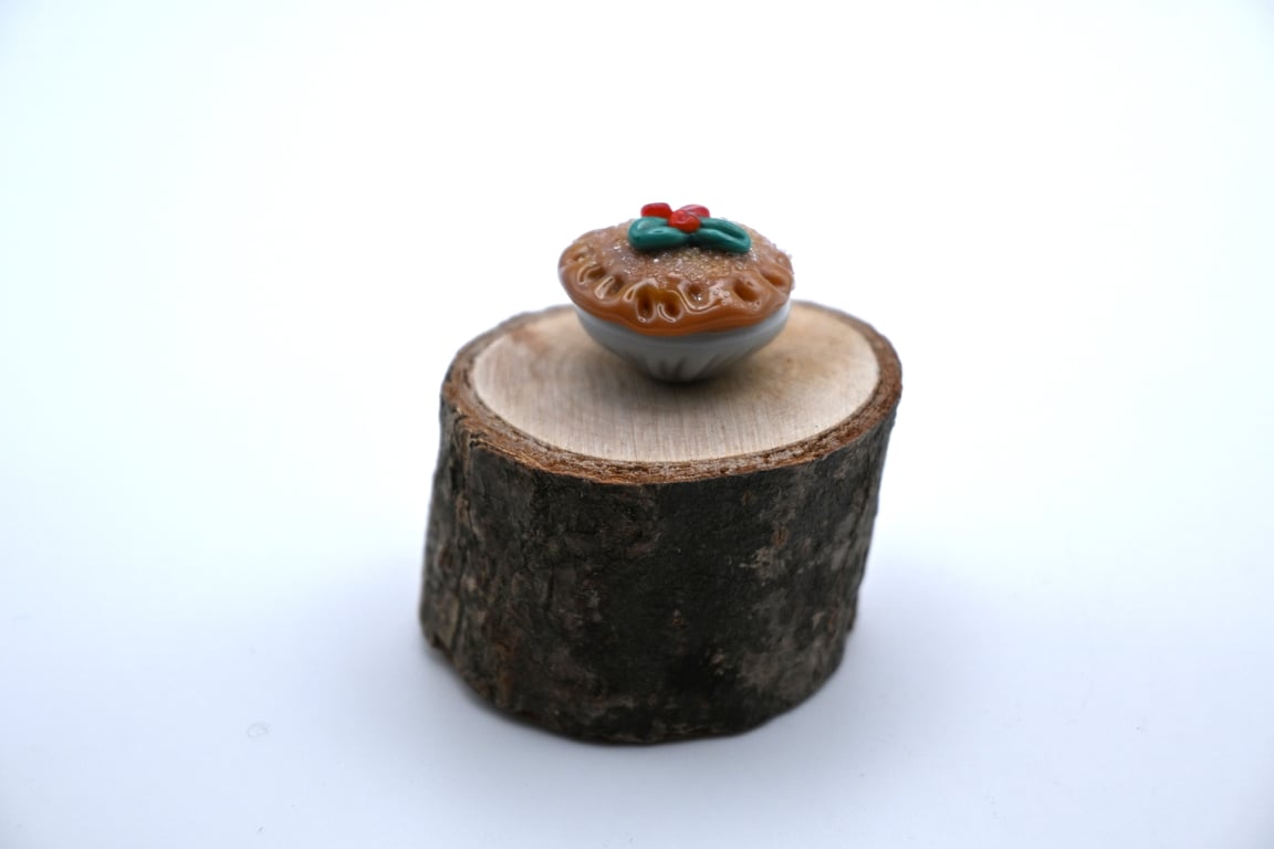 small glass christmas mince pie keepsake
