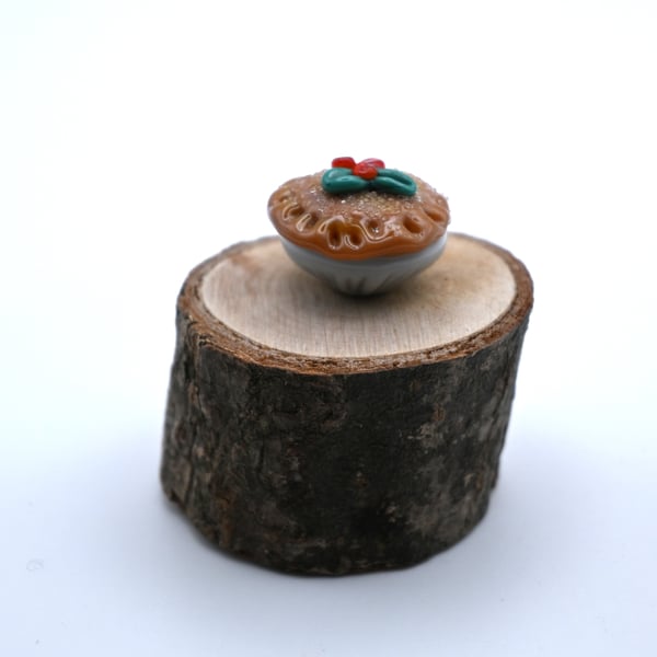small glass christmas mince pie keepsake