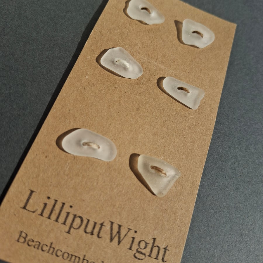 Set of six frosted sea glass buttons