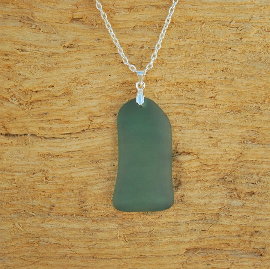 Aquamarine beach glass pendant