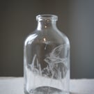 Swallow And Meadow Small Bottle Glass Engraved