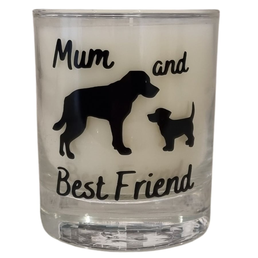 Scented Candle In Glass Container Mum and Best Friend Dog Design Mum Gift 30cl