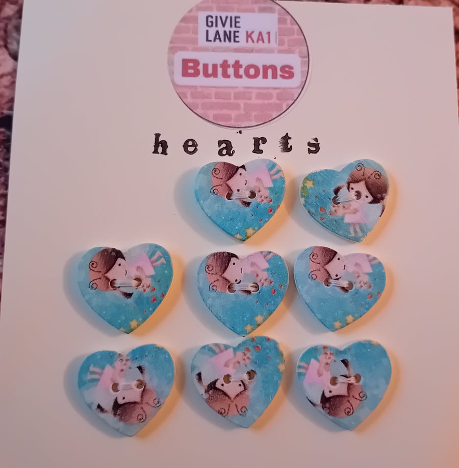 Set of Eight Heart Buttons – Sweet Character Design