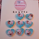 Set of Eight Heart Buttons – Sweet Character Design
