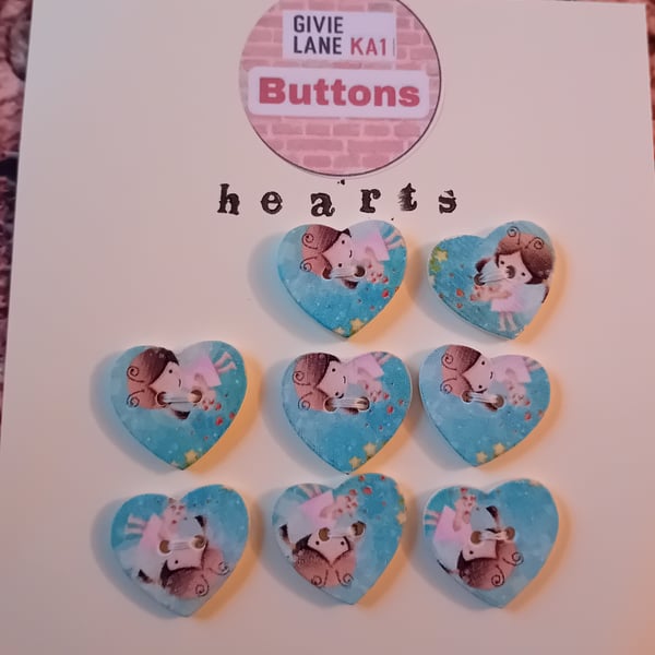 Set of Eight Heart Buttons – Sweet Character Design