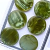 6 Vintage Pearlised Minty Green Buttons