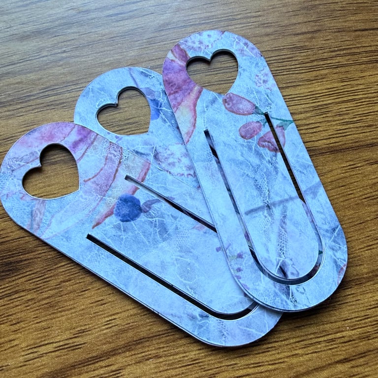 Handmade Vintage Floral Paper Clip Bookmarks x3