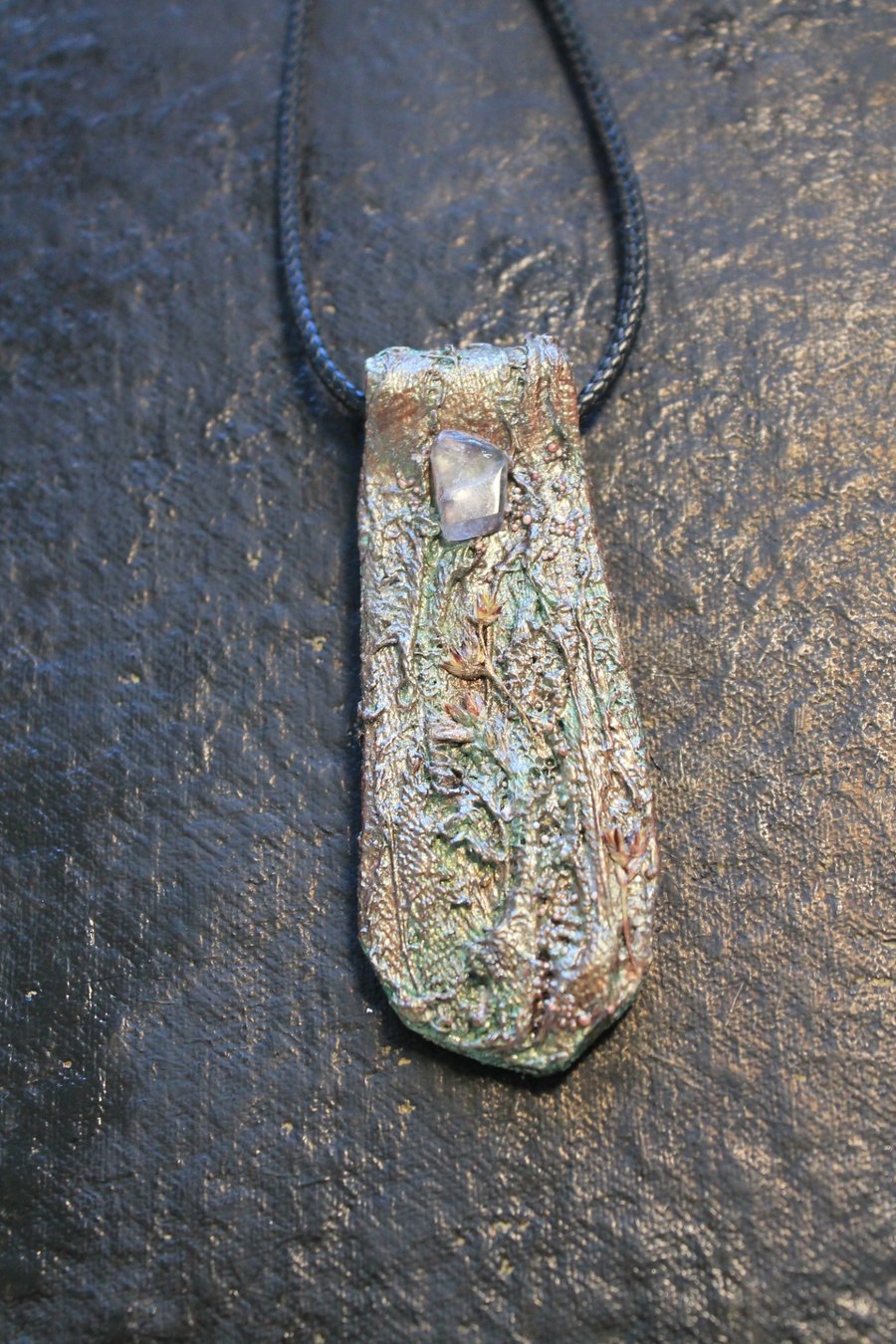 Rustic, boho wearable art pendant