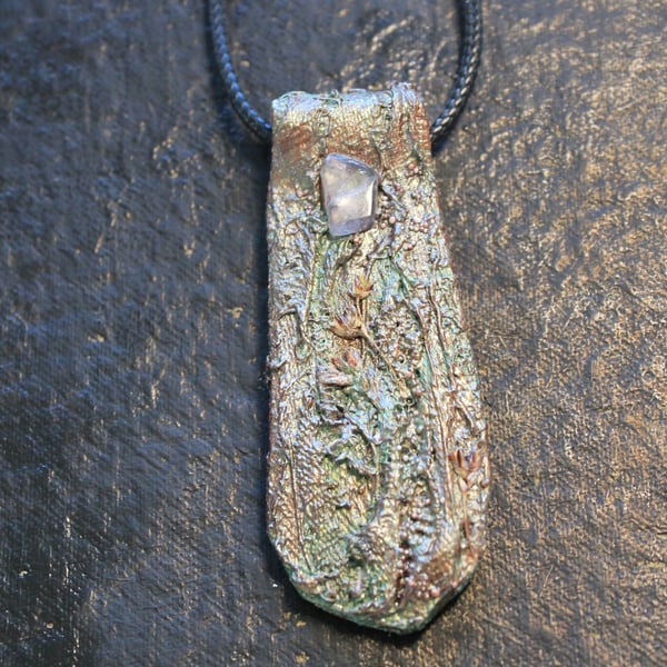 Rustic, boho wearable art pendant