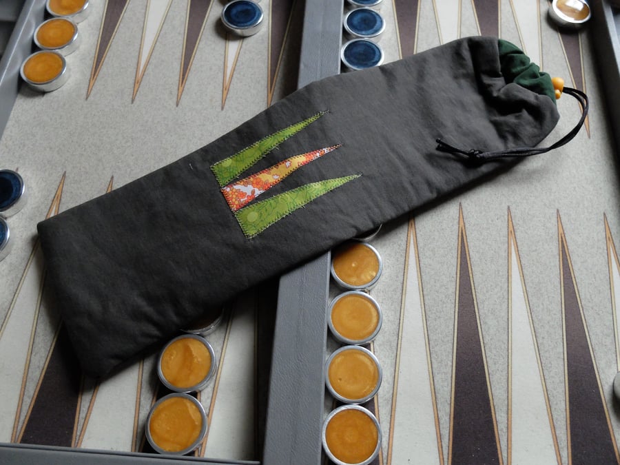 Camera stand bag for small take-apart camera stand Grey fabric with applique