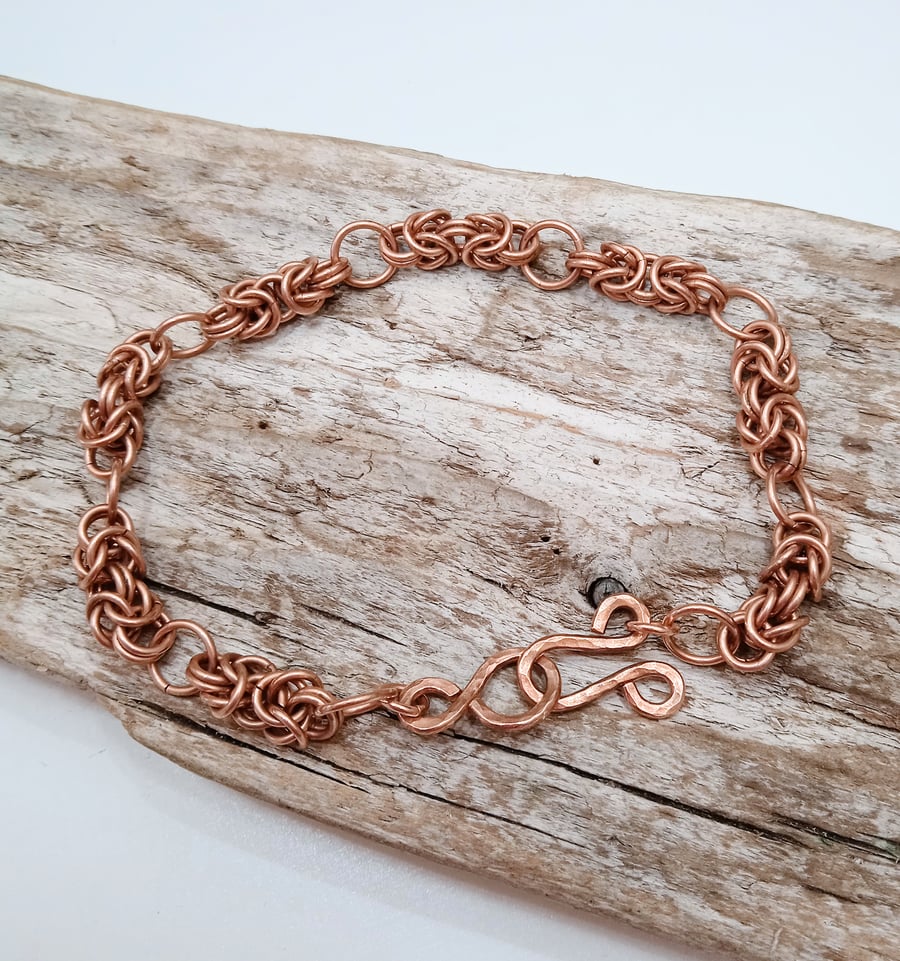 Handmade Copper Byzantine Style Chainmaille Bracelet (BRCULKCM3) - UK Free Post
