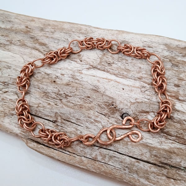 Handmade Copper Byzantine Style Chainmaille Bracelet (BRCULKCM3) - UK Free Post