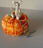 Dora, a tiny jointed mouse sitting on a pumpkin - Image 6